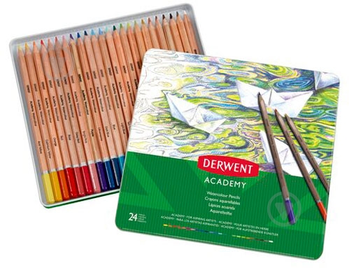 Олівці акварельні Academy Watercolour 24 кольори Derwent - фото 1