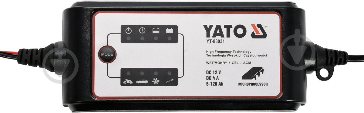 Сетевое зарядное устройство автономное YATO 4 А 120 А/год (YT-83031) - фото 1 Сетевое зарядное устройство автономное YATO 4 А 120 А/год (YT-83031) - фото 1