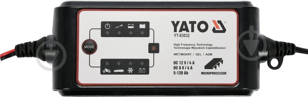 Сетевое зарядное устройство автономное YATO 4 А 120 А/год (YT-83032) - фото 1