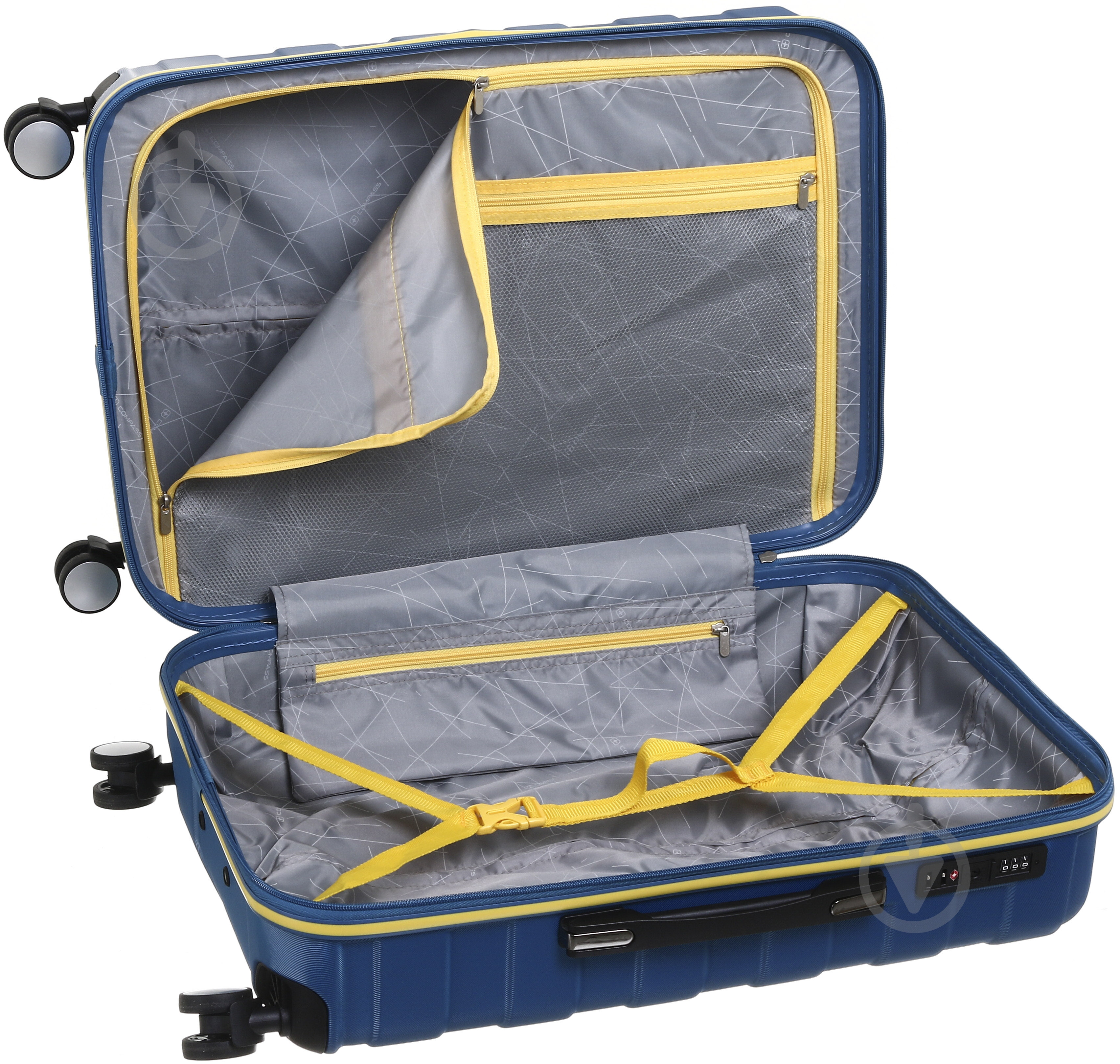 Чемодан Compass MS-2267 M голубой с желтым 61x44x26 см - фото 9