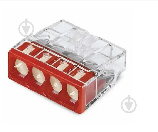 Клема швидкого монтажу WAGO на 4 провідники 0,5-2,5 мм² (з пастою) 3 шт./уп. червоний 22-7324-4УW - фото 1 Клема швидкого монтажу WAGO на 4 провідники 0,5-2,5 мм² (з пастою) 3 шт./уп. червоний 22-7324-4УW - фото 1