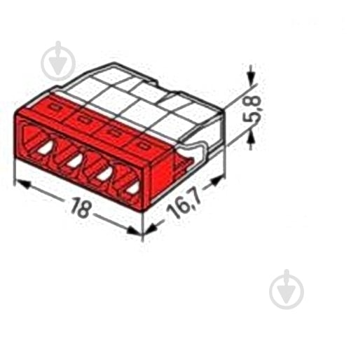Клема швидкого монтажу WAGO на 4 провідники 0,5-2,5 мм² (з пастою) 3 шт./уп. червоний 22-7324-4УW - фото 2 Клема швидкого монтажу WAGO на 4 провідники 0,5-2,5 мм² (з пастою) 3 шт./уп. червоний 22-7324-4УW - фото 2