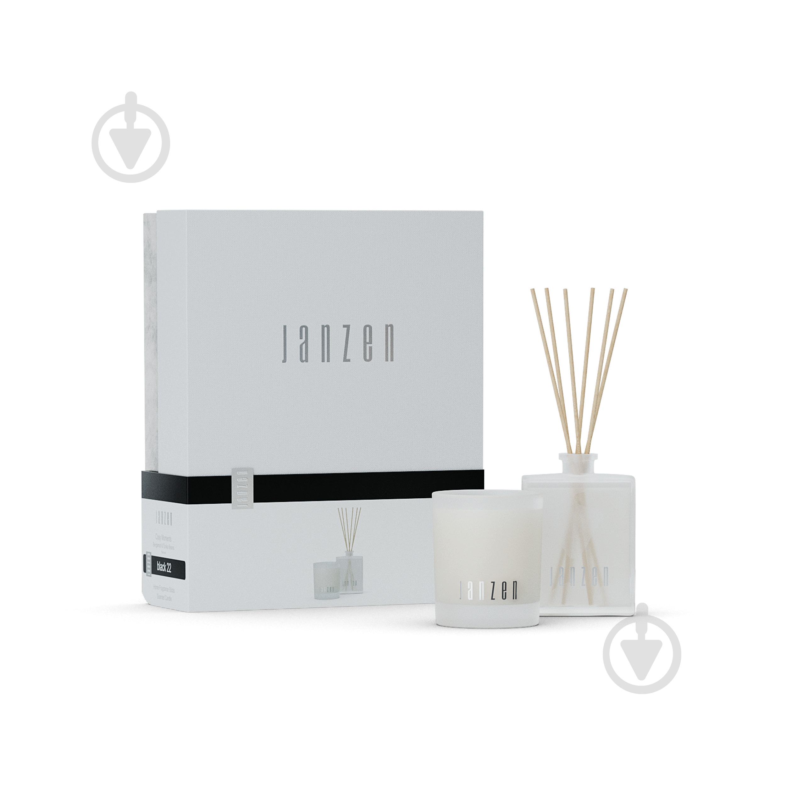 Аромадифузор з паличками JANZEN Набір зі свічкою Cosy Moments аромат - Black 22 - фото 1