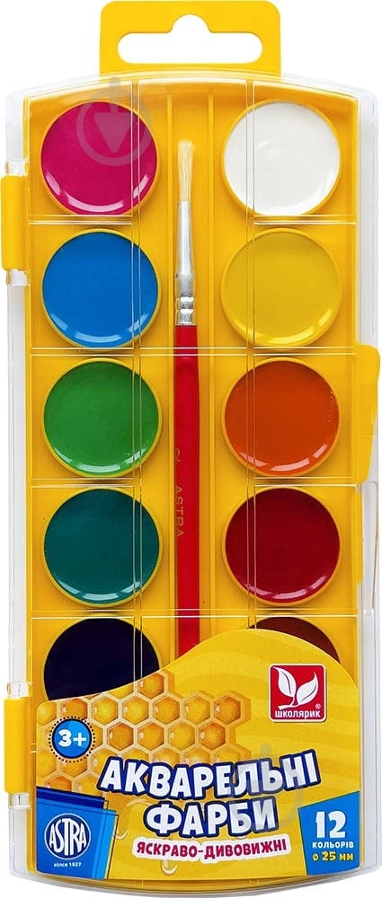 Акварель медовая 12 цветов Школярик - фото 1