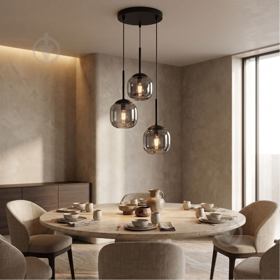 Подвес LIGHT SET SHANA R 2486 3PL 3x/E14 черный/дымчатый - фото 5