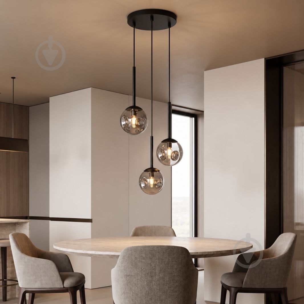 Подвес LIGHT SET SHANA R 2499 3PL 3x/E14 черный/дымчатый - фото 5