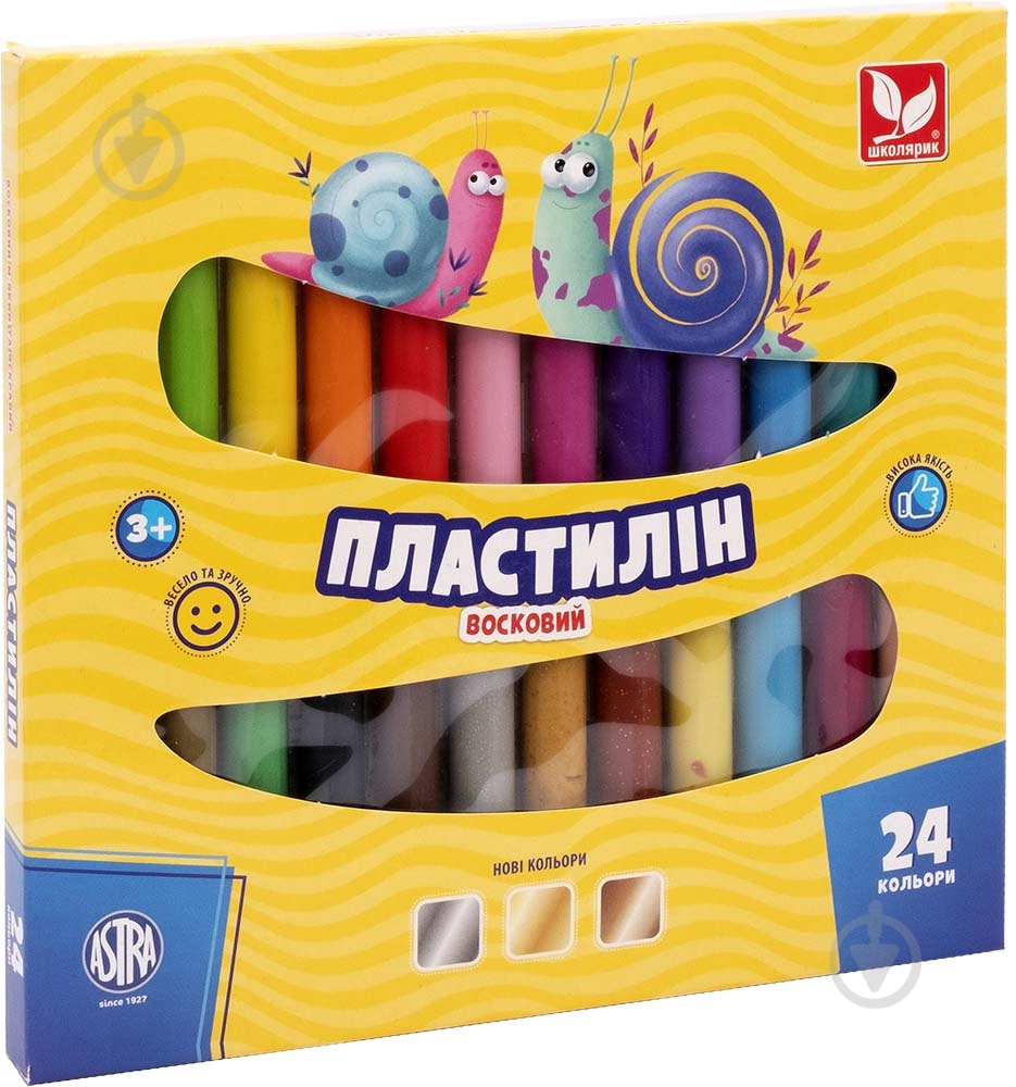 Пластилин восковый круглый 24 цвета Школярик - фото 1