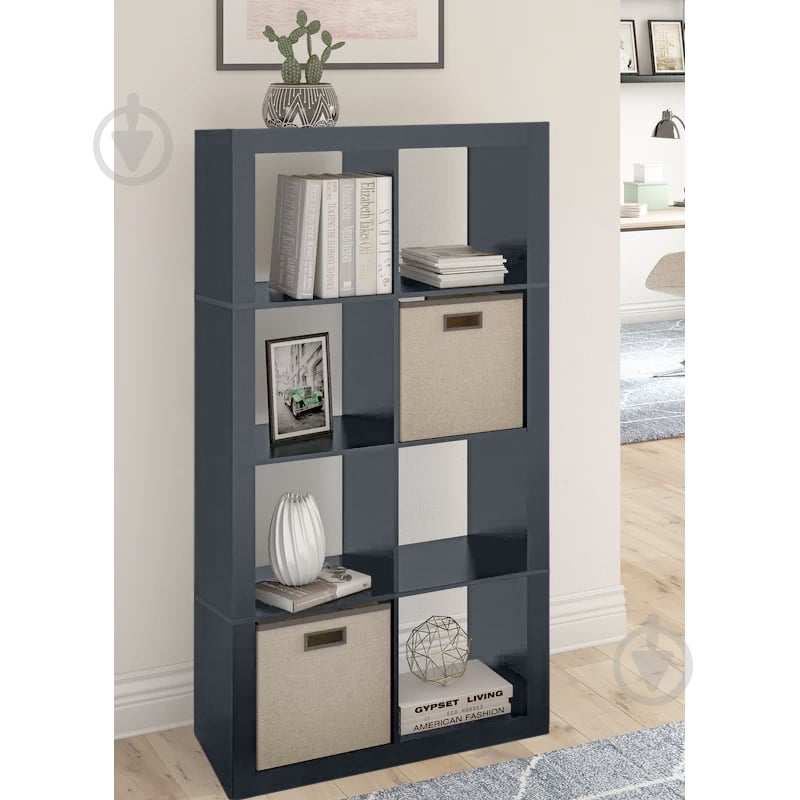 Стеллаж Inteo Стеллаж в гостинную Микс 2х4, Антрацит, серый 1500х792х290 мм 1500х792х290 мм антрацит - фото 2 Стеллаж Inteo Стеллаж в гостинную Микс 2х4, Антрацит, серый 1500х792х290 мм 1500х792х290 мм антрацит - фото 2