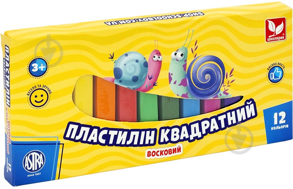 Пластилин восковый квадратный 12 цветов Школярик - фото 1 Пластилин восковый квадратный 12 цветов Школярик - фото 1