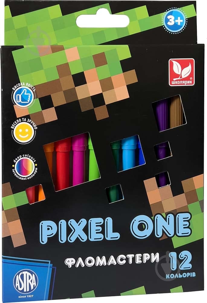 Фломастеры Pixel One 12 цветов Школярик - фото 1