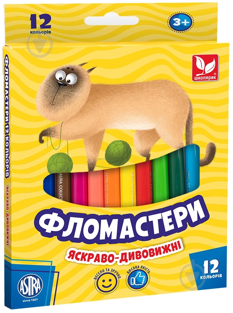 Фломастеры 12 цветов Школярик - фото 1