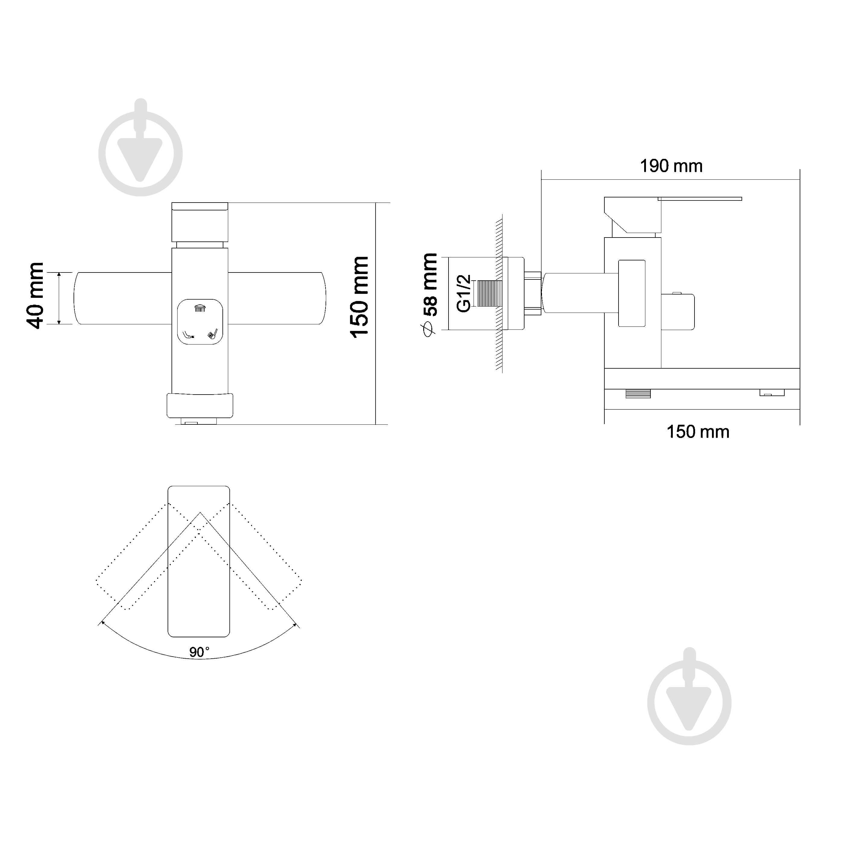 Смеситель для ванны RJ Cube S RBSS201-9B - фото 2