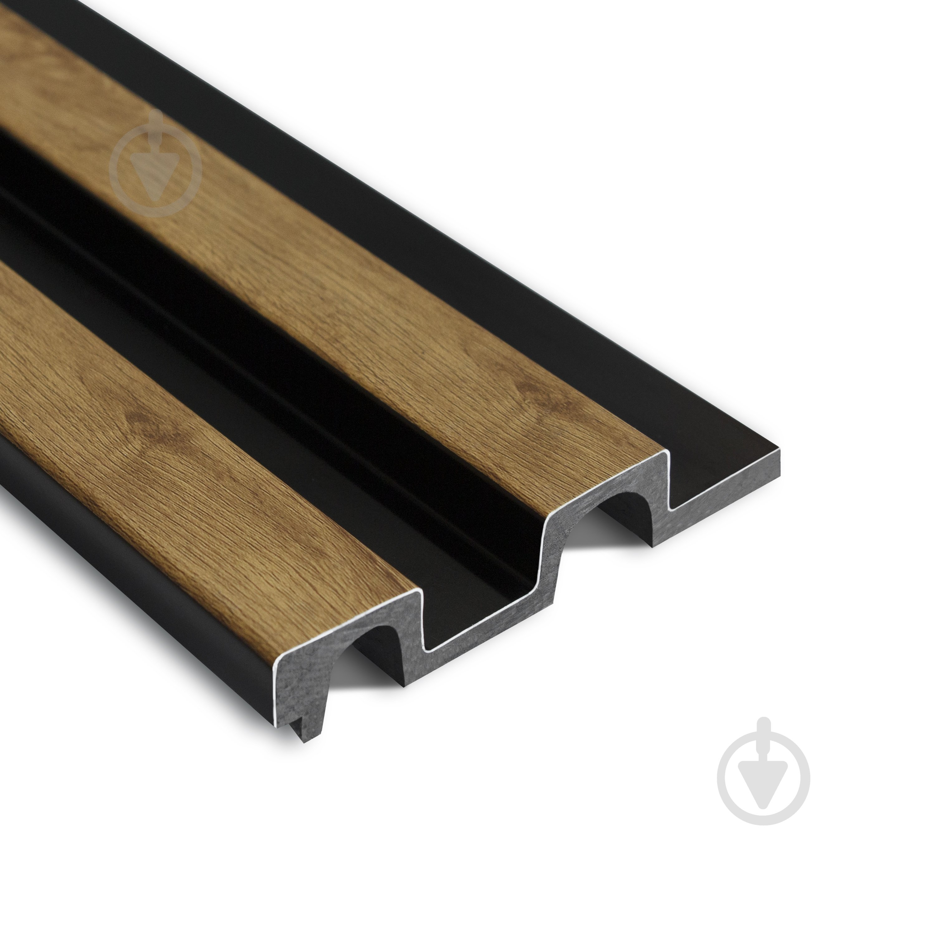 Реечная панель MARCO decor 11920-122-K коричневое дерево с черным 119х20х2900 мм (0,34 кв.м) - фото 1