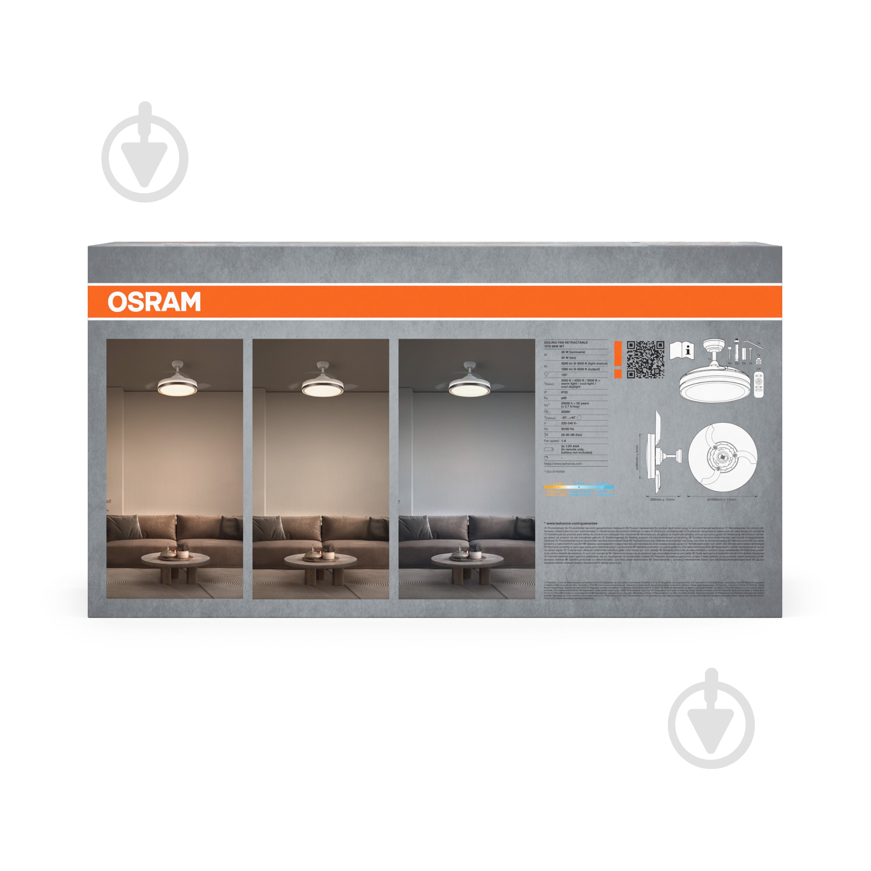 Люстра-вентилятор Osram Ceiling Fan Retractable 36 Вт - фото 13