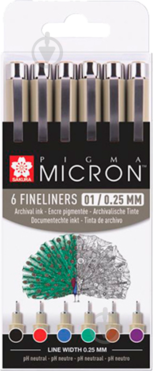 Набор линеров Sakura PIGMA MICRON 01 BASIC 6 цветов POXSDK016 - фото 1