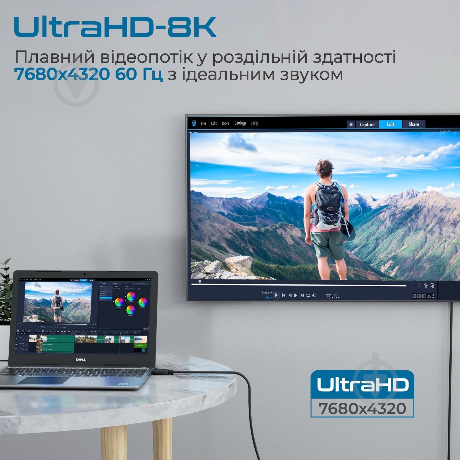 Кабель Promate DPLink-120 DisplayPort to DisplayPort v1.4 1.2 м 1,2 м чорний (dplink-120.black) - фото 2