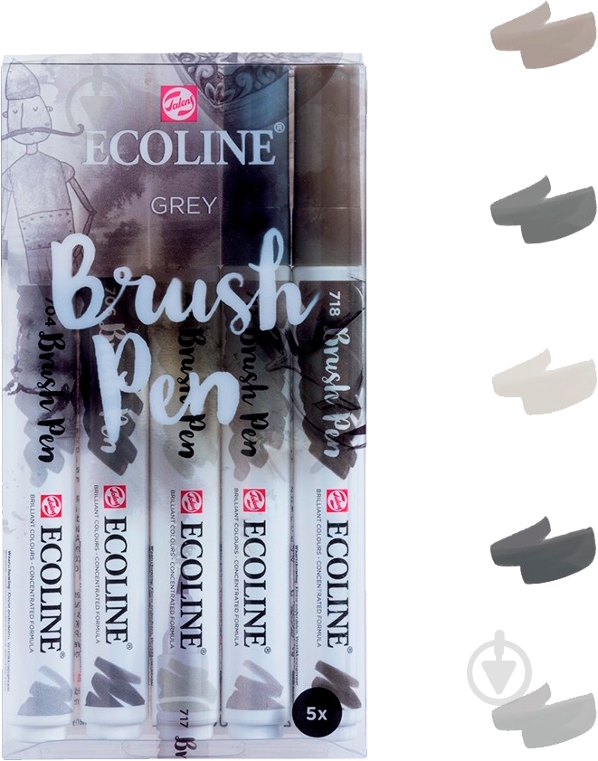 Набор кистей Ecoline Talens Brushpen Royal GREY 11509907 серый - фото 1