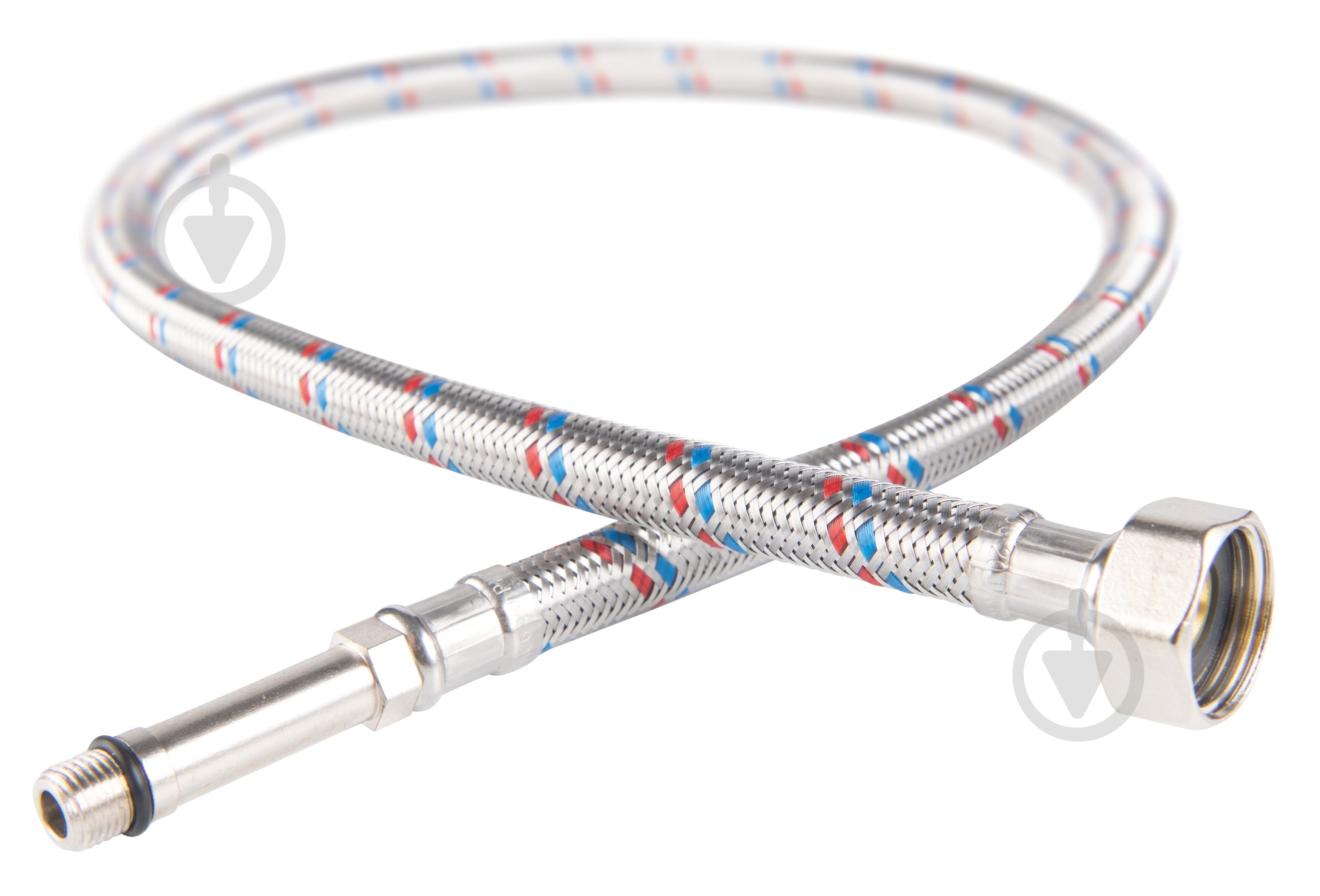 Шланг Ferro EPDM в стальной оплетке ½”гайка/М10х1 длинный штуцер 80см - фото 1