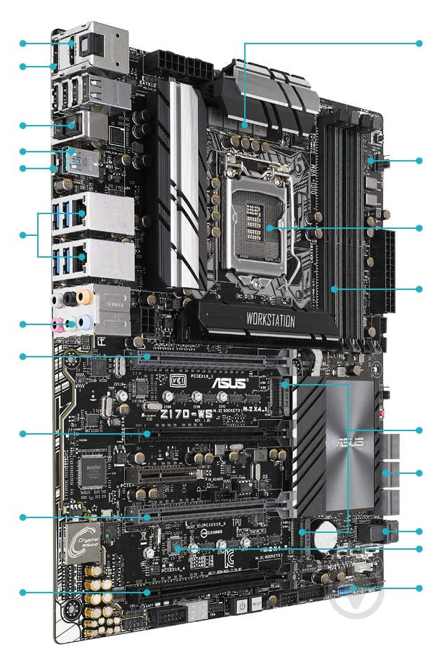 Материнская плата Asus Z170-WS (Socket 1151, Intel Z170, ATX) - фото 2
