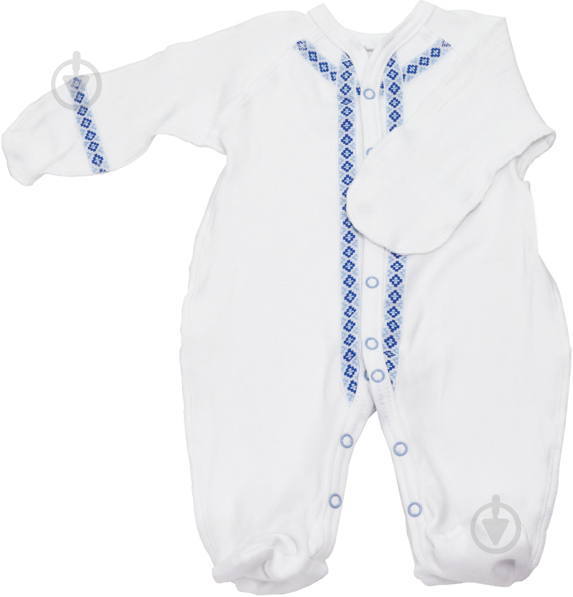 Человечек Sweet baby Орнамент р.56 белый с голубым 015.400.1 г - фото 1
