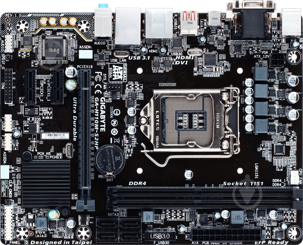 Материнська плата Gigabyte GA-H110M-S2HP (Socket 1151, Intel H110, mirco ATX) - фото 1 Материнська плата Gigabyte GA-H110M-S2HP (Socket 1151, Intel H110, mirco ATX) - фото 1