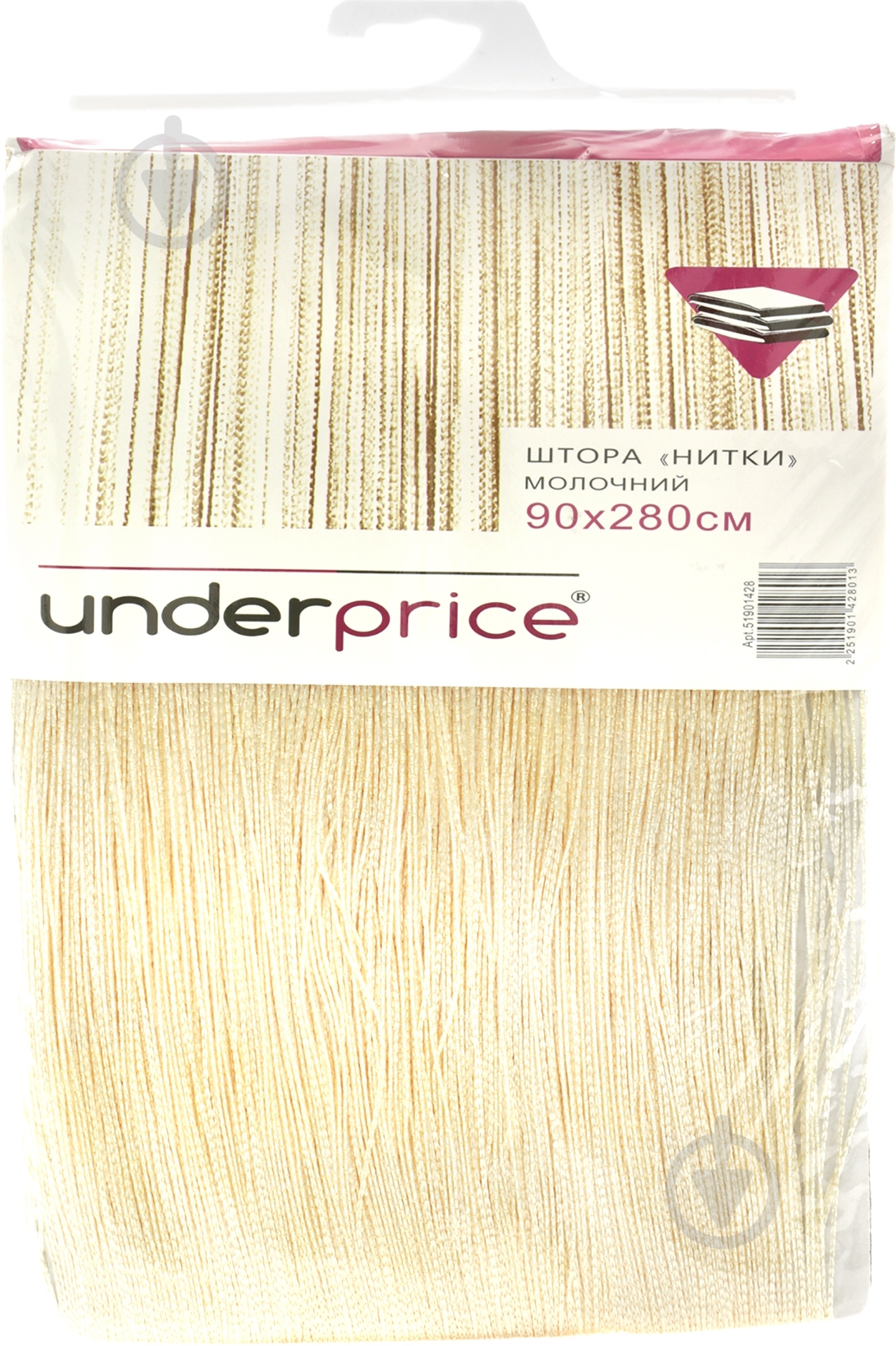 Штора  Нити молочная 90x280 см UNDERPRICE - фото 3