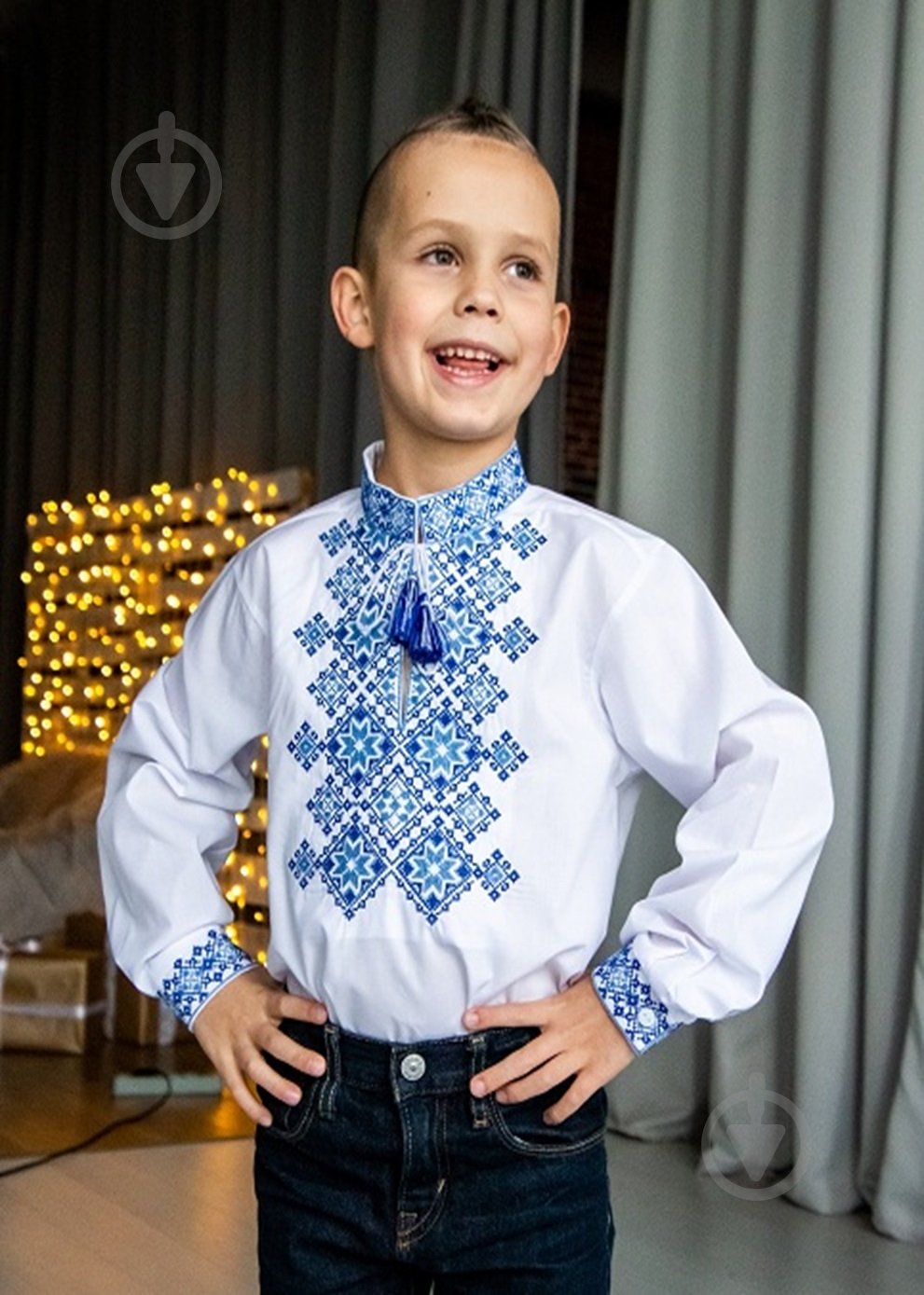 Вышиванка для мальчиков Galychanka Марко р.164 белый с синим Bsh-43ls - фото 1