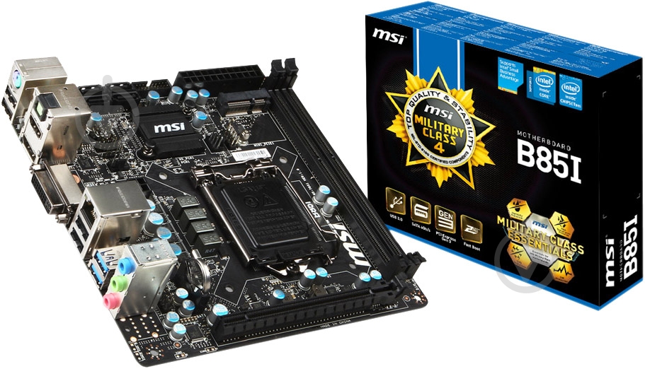 Материнська плата MSI B85I (Socket 1150, Intel B85, mini ITX) - фото 5 Материнська плата MSI B85I (Socket 1150, Intel B85, mini ITX) - фото 5