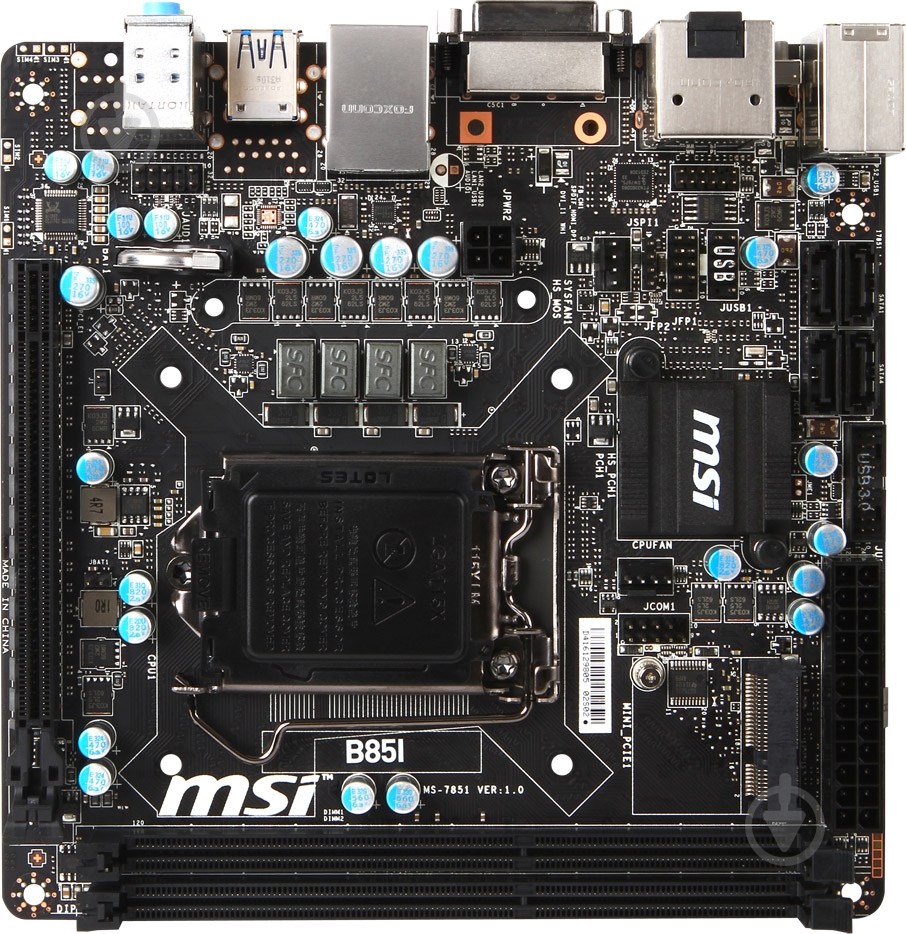 Материнська плата MSI B85I (Socket 1150, Intel B85, mini ITX) - фото 1 Материнська плата MSI B85I (Socket 1150, Intel B85, mini ITX) - фото 1