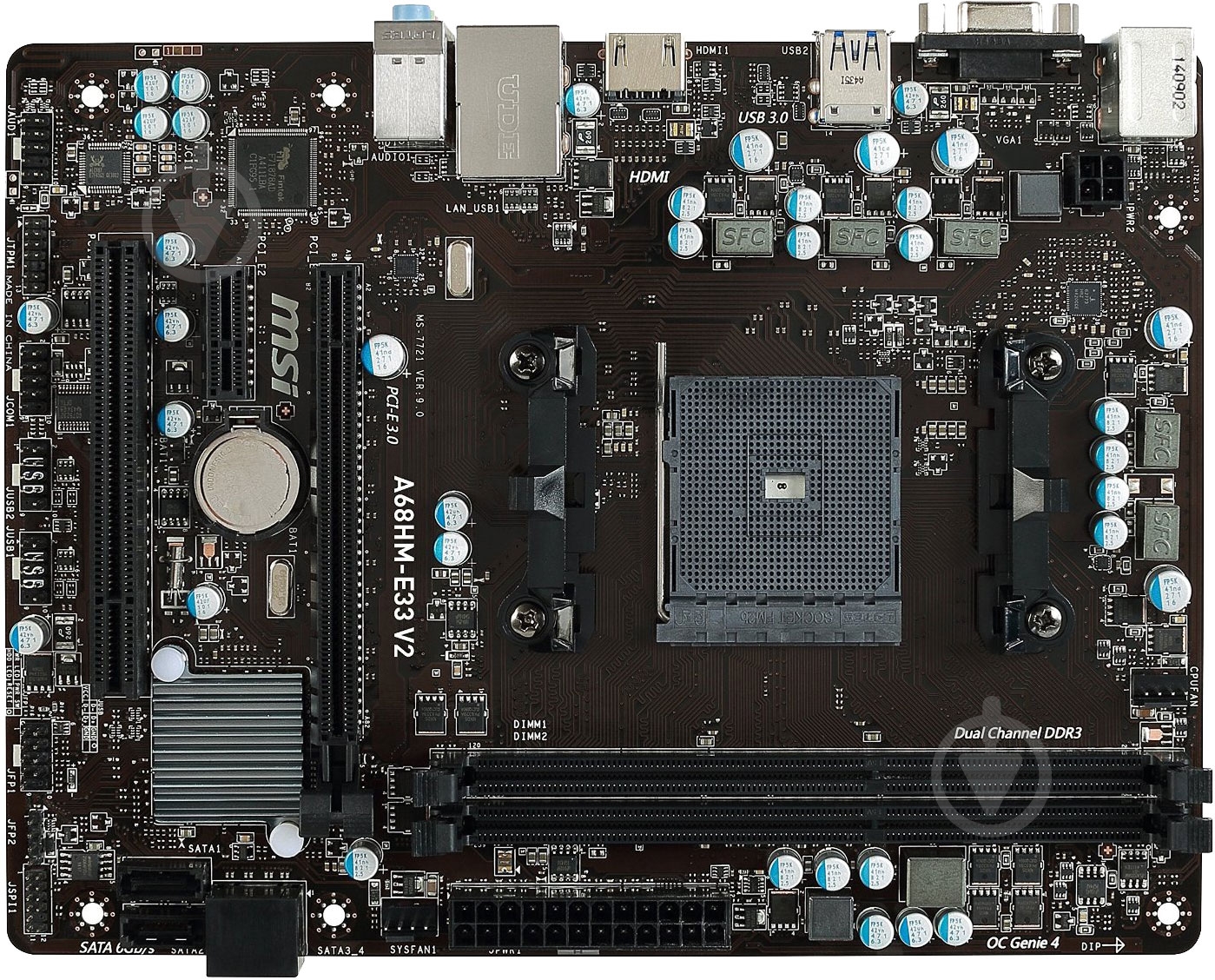 Материнская плата MSI A68HM-E33 V2 (Socket FM2+, AMD A68H, mirco ATX) - фото 1