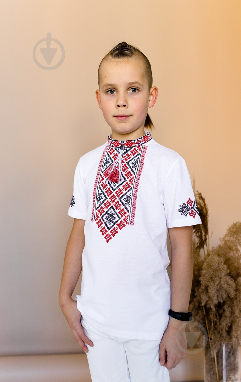 Вишиванка Galychanka Юрчик р.128 білий із червоним Bft-084 - фото 1