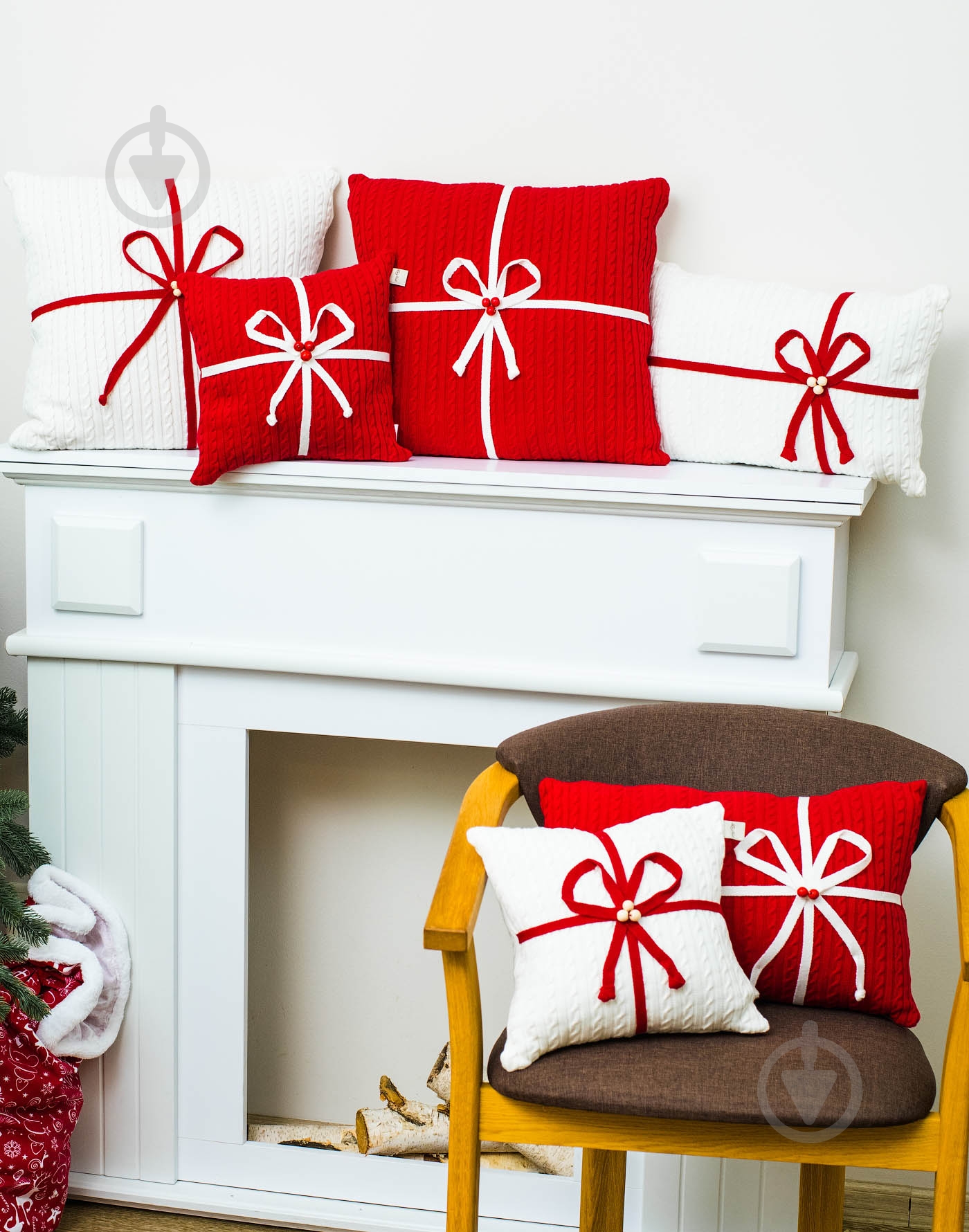 Подушка декоративная с бантом 30x30 см 233 Белая Прованс - фото 2 Подушка декоративная с бантом 30x30 см 233 Белая Прованс - фото 2