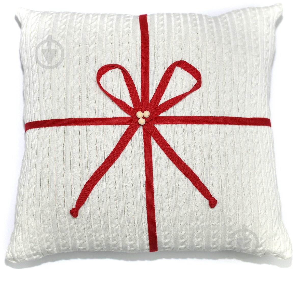 Подушка декоративная с бантом 30x30 см 233 Белая Прованс - фото 1 Подушка декоративная с бантом 30x30 см 233 Белая Прованс - фото 1