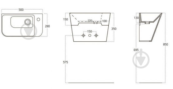 Умивальник VOLLE TEO 13-88-601 - фото 2