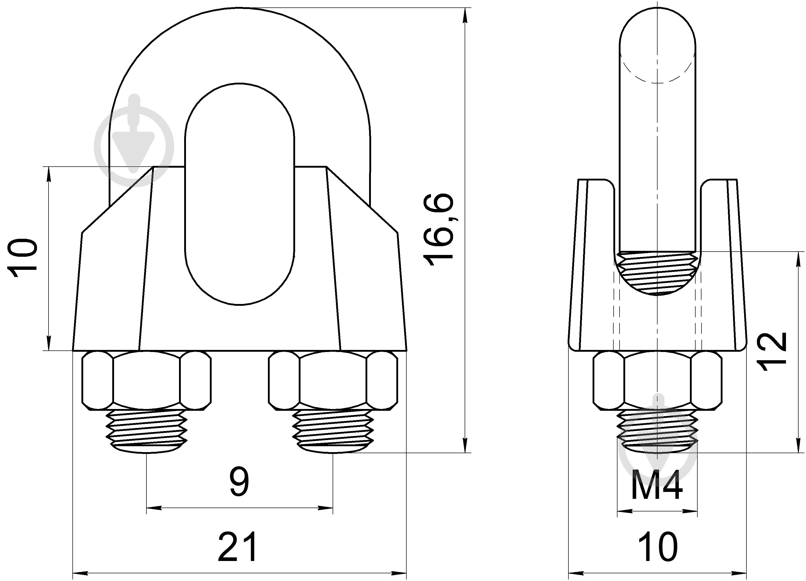 Зажим для троса дуговой нерж 3 мм - фото 3