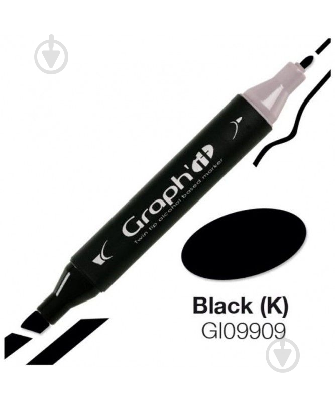 Маркер двусторонний Graph'it GI09909 черный - фото 1