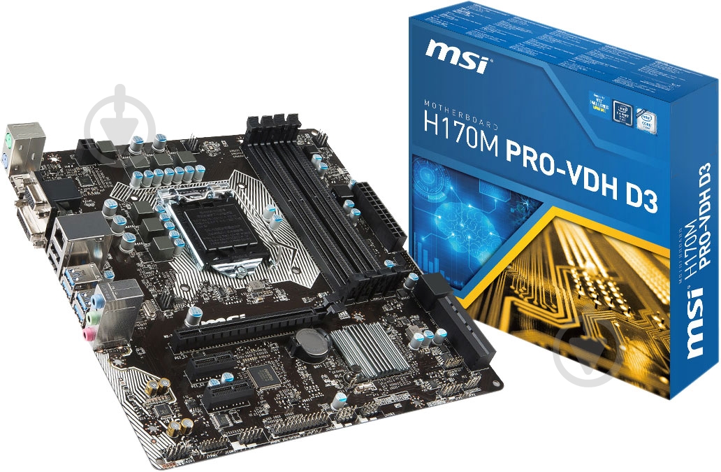 Материнская плата MSI H170M PRO-VDH D3 (Socket 1151, Intel H170, mirco ATX) - фото 5 Материнская плата MSI H170M PRO-VDH D3 (Socket 1151, Intel H170, mirco ATX) - фото 5