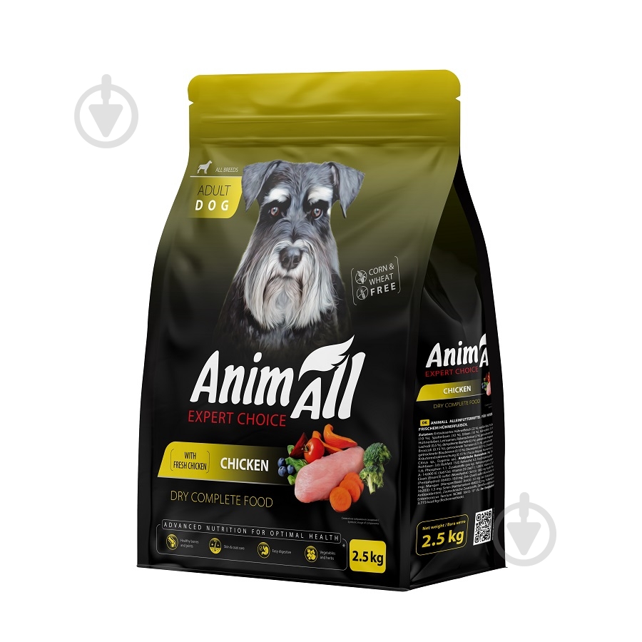Корм сухий AnimAll для собак зі свіжою куркою 2,5 кг - фото 1 Корм сухий AnimAll для собак зі свіжою куркою 2,5 кг - фото 1