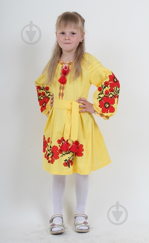 Платье Galychanka Цветы Праги р.158 желтый Gdr-0335 - фото 1 Платье Galychanka Цветы Праги р.158 желтый Gdr-0335 - фото 1