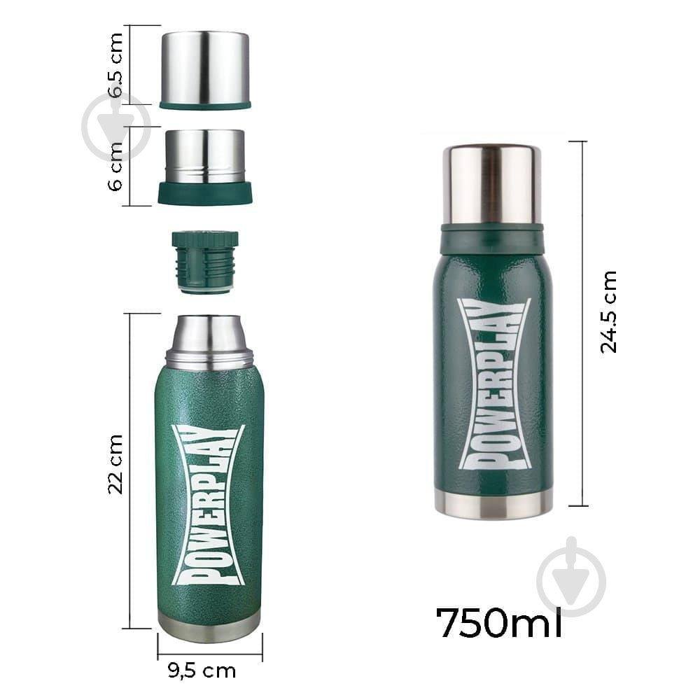 Термос PowerPlay 750 мл зеленый 9001 - фото 6 Термос PowerPlay 750 мл зеленый 9001 - фото 6