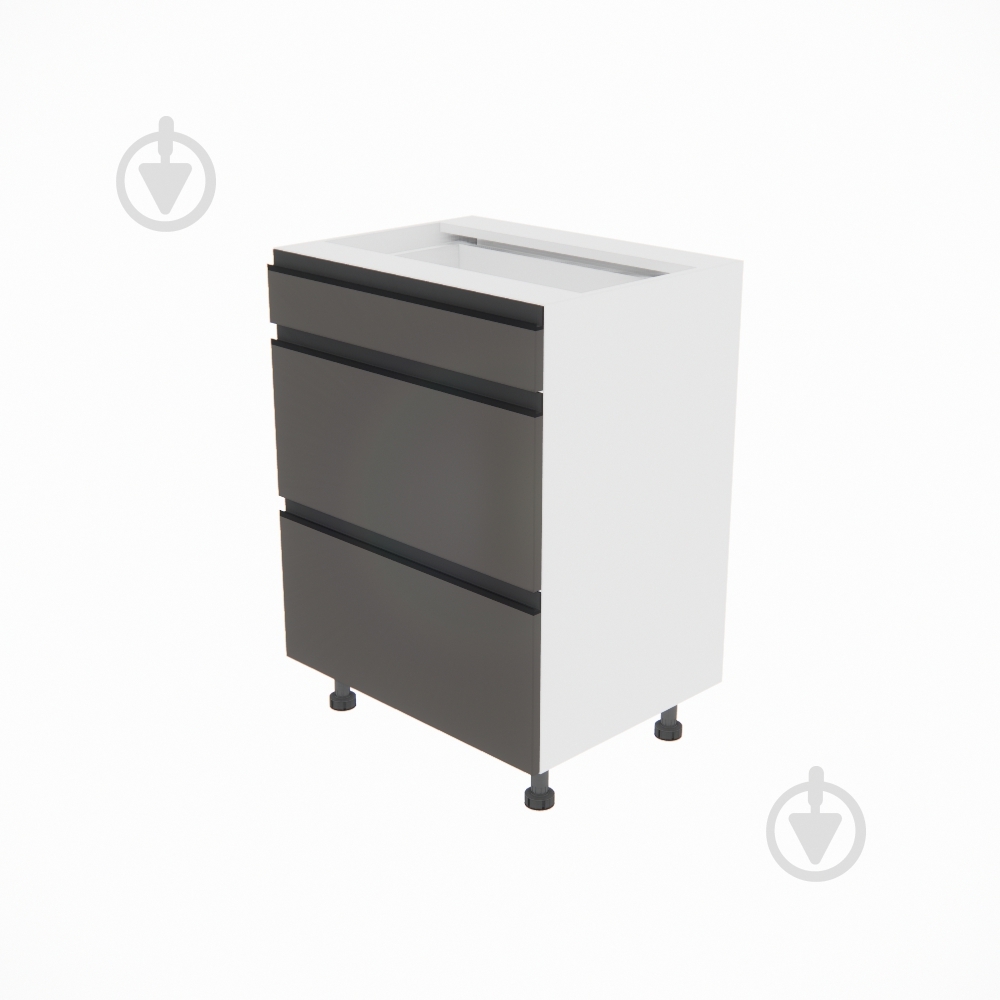 Тумба нижняя Софи (Н 60 3Ш (1+2)) графит серый/белый Світ Меблів - фото 1 Тумба нижняя Софи (Н 60 3Ш (1+2)) графит серый/белый Світ Меблів - фото 1