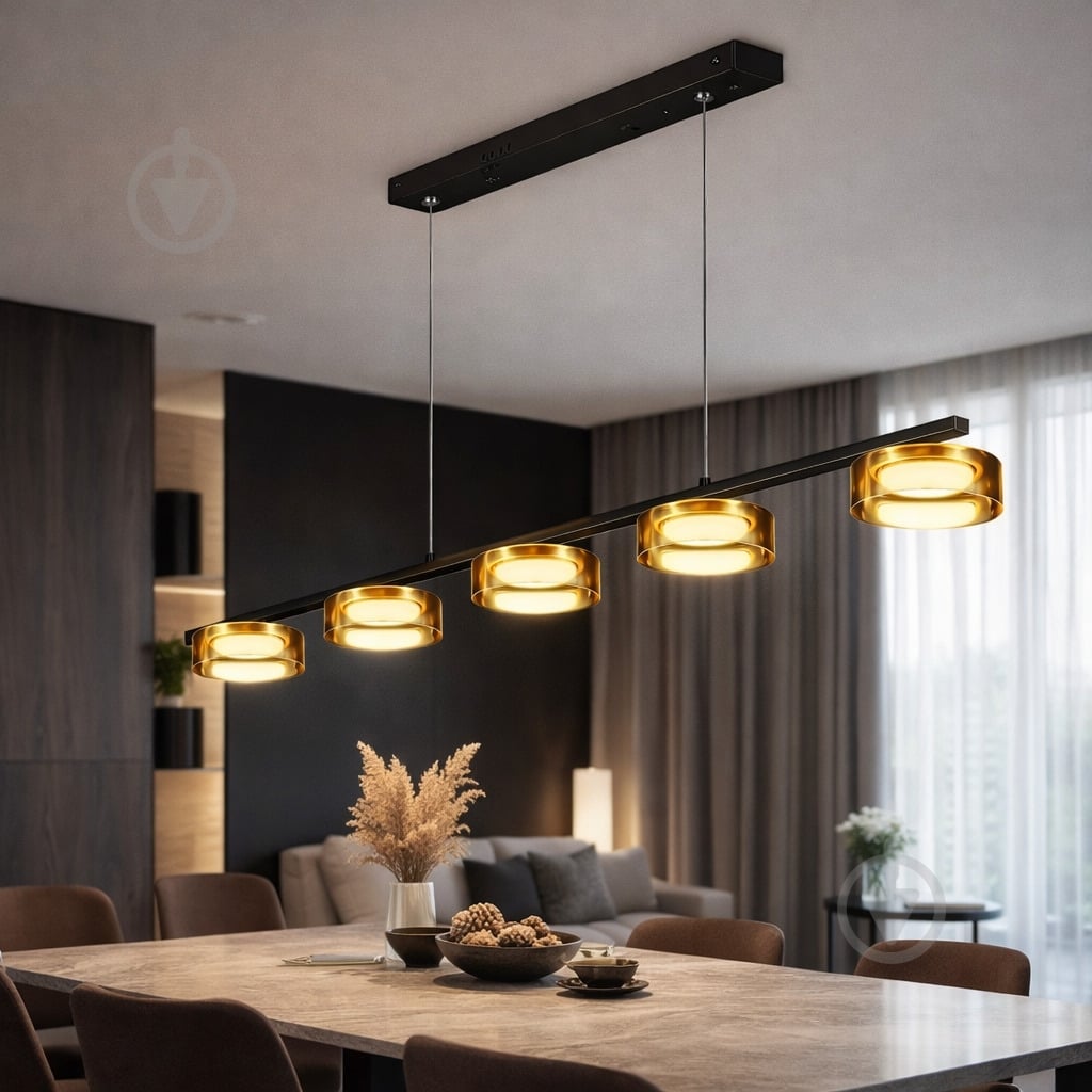 ВІТРИНА! Люстра підвісна LIGHT SET DUSHA MS241-ZD5 5x12 Вт GX53 чорний із бурштиновим - фото 2