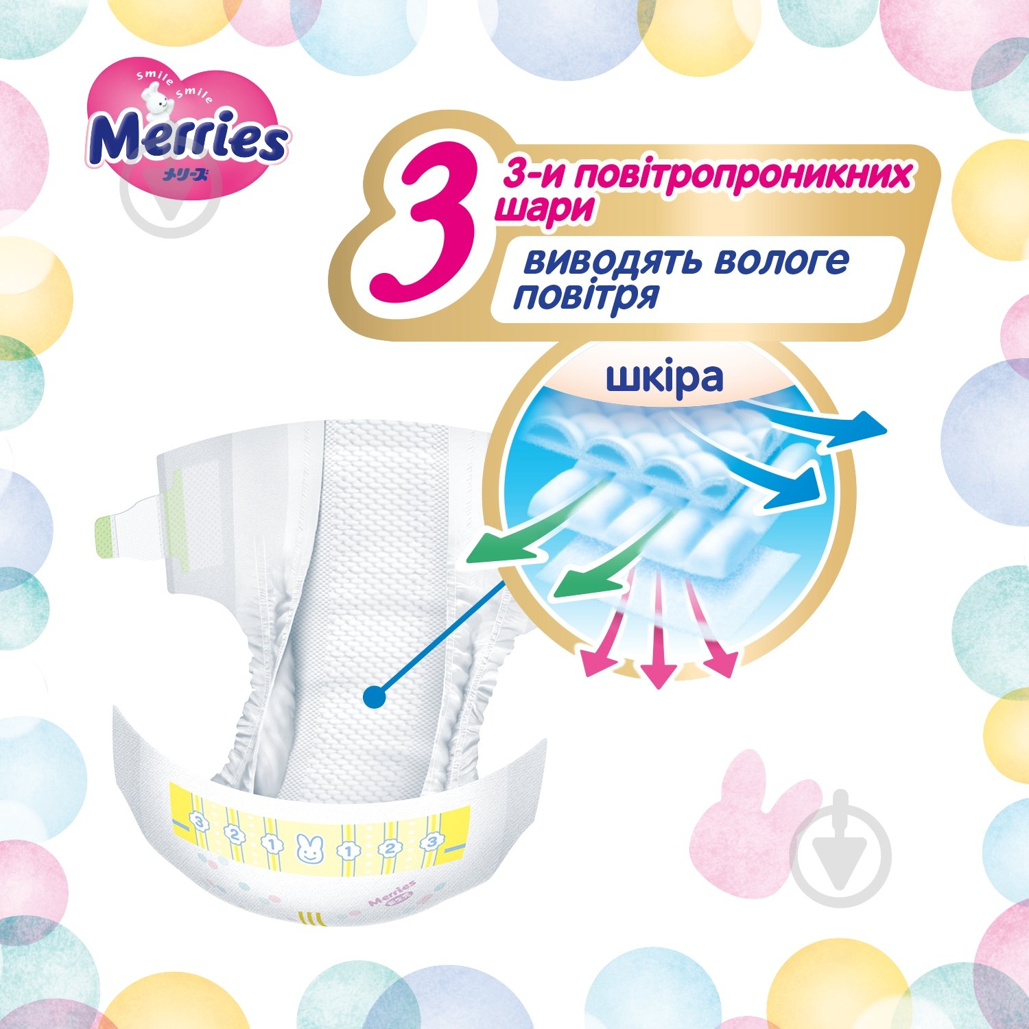 Подгузники-трусики MERRIES Baby Ultra Jumbo M 6-11 кг 66 шт. - фото 8