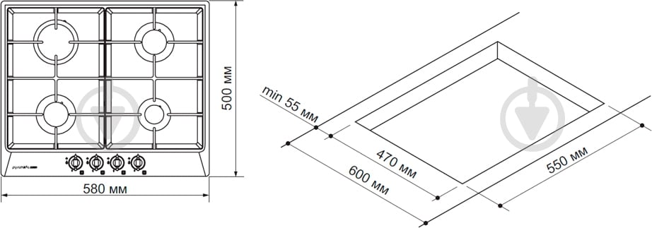 Варочная поверхность газовая Pyramida PFE 644 BLACK RUSTICO - фото 6