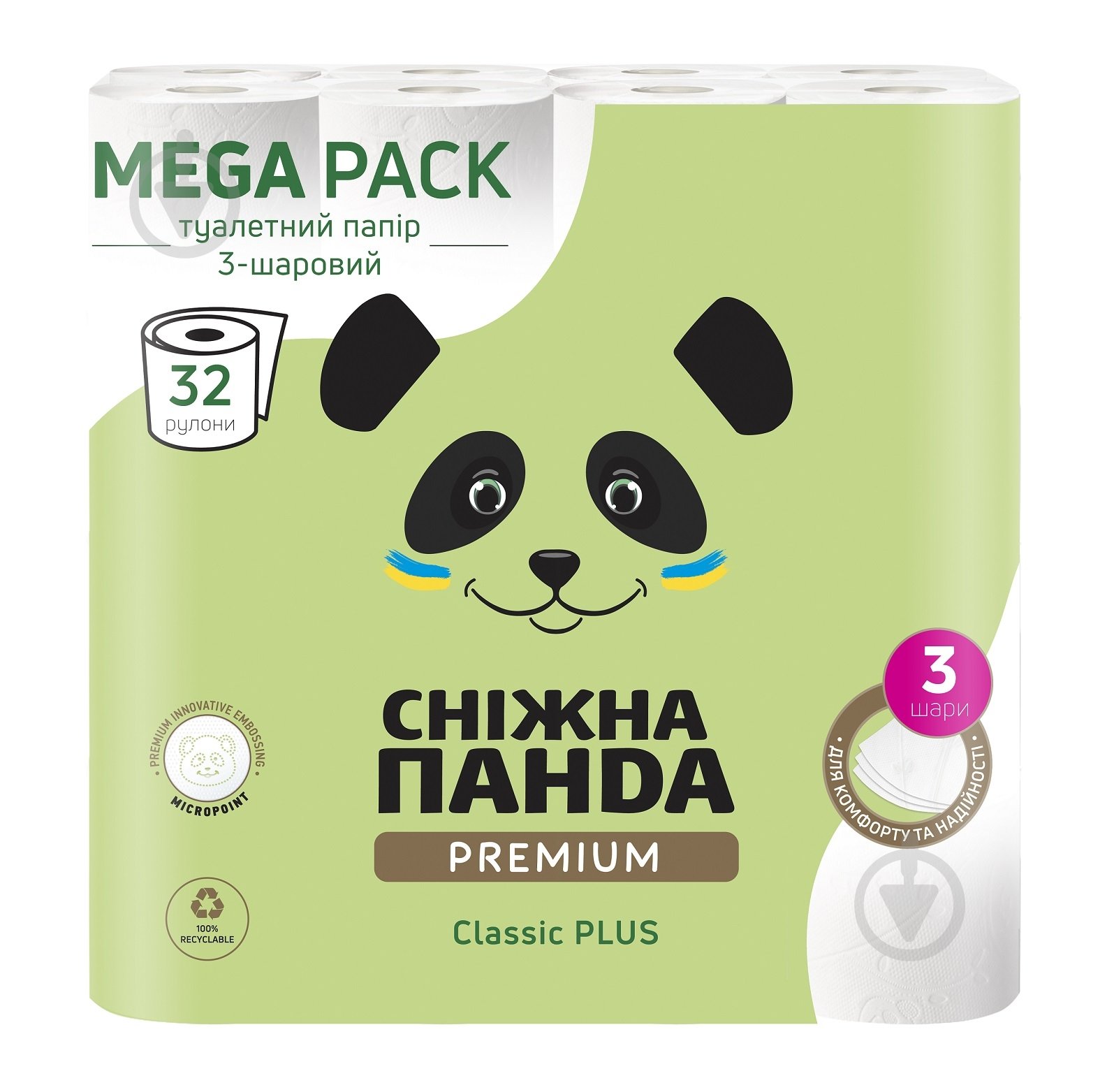 Туалетная бумага Сніжна Панда Premium Classic Plus трехслойная 32 шт. - фото 1