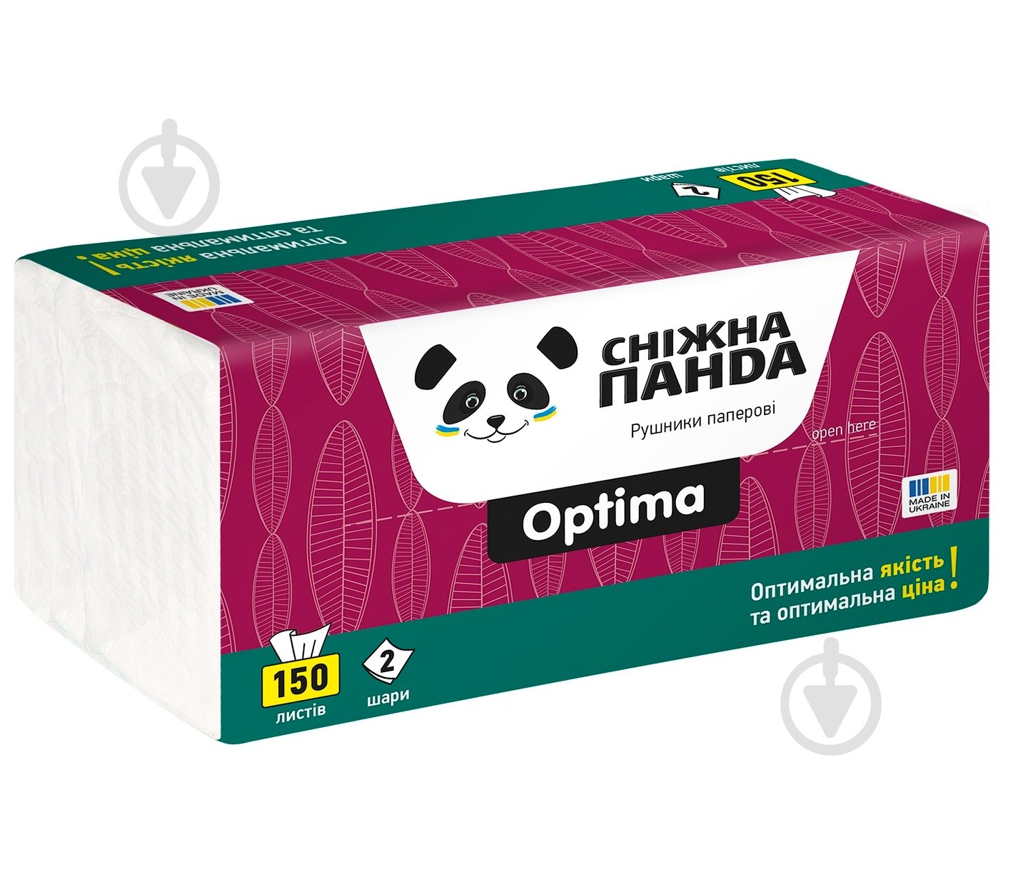 Бумажные полотенца Сніжна Панда Optima двухслойная 150 шт. - фото 1