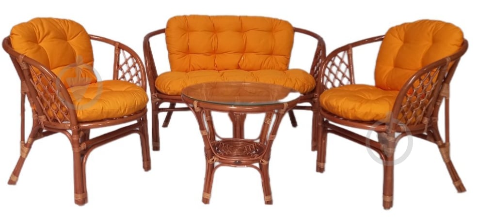 Комплект мебели Cruzo Багама Арм темно-медовый с желтыми подушками бежево-коричневый - фото 1 Комплект мебели Cruzo Багама Арм темно-медовый с желтыми подушками бежево-коричневый - фото 1