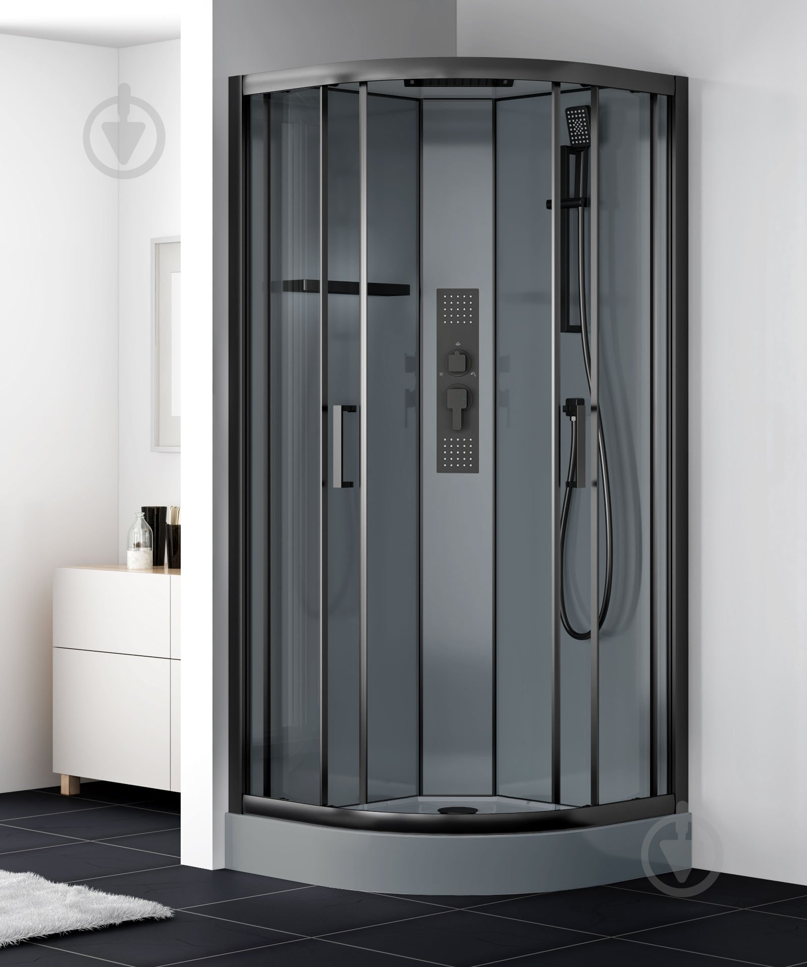 Душовий бокс EGO Pure Black 90x90 см K-3501-B - фото 14