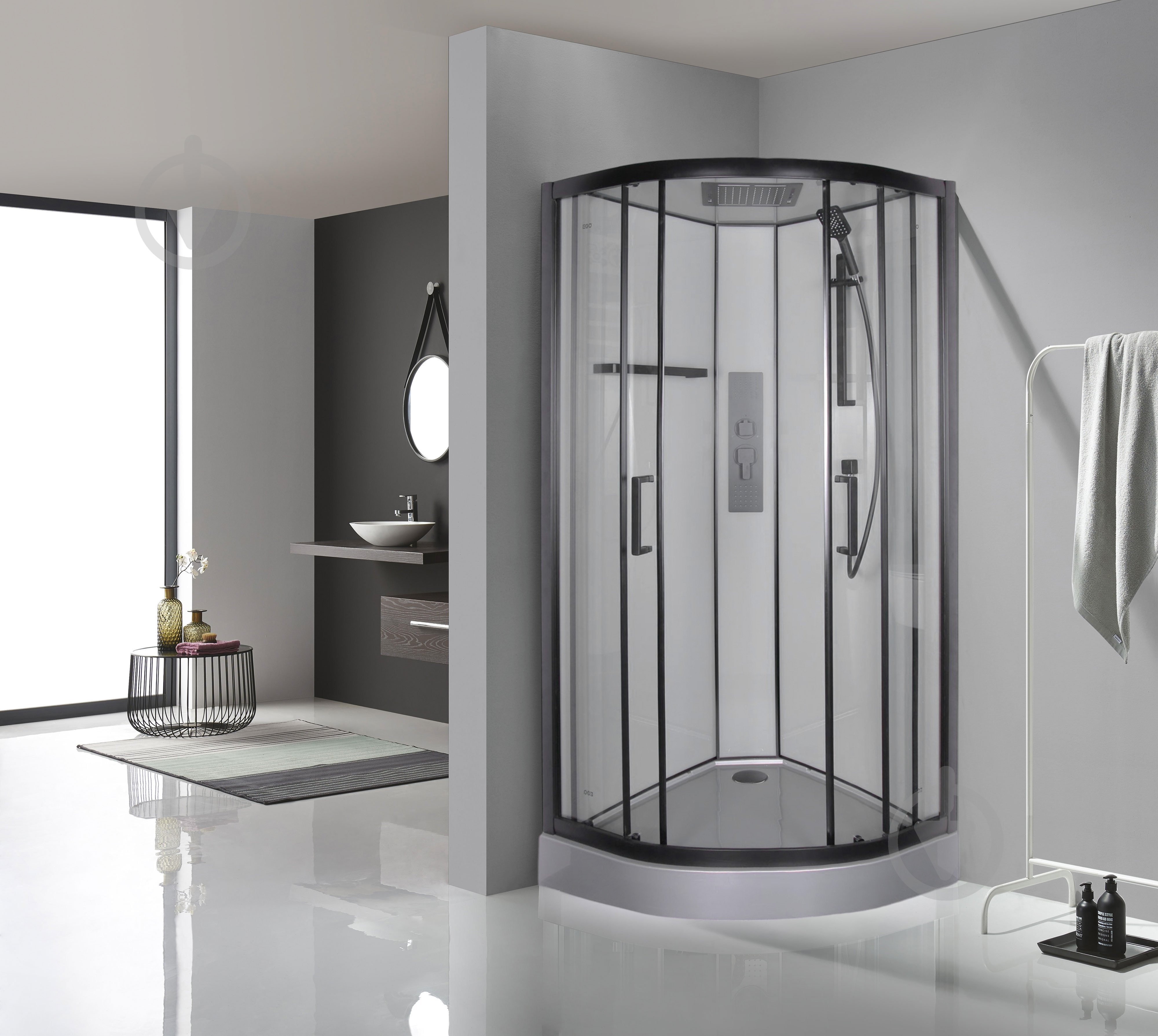 Душовий бокс EGO Pure Black 90x90 см K-3501-B - фото 15