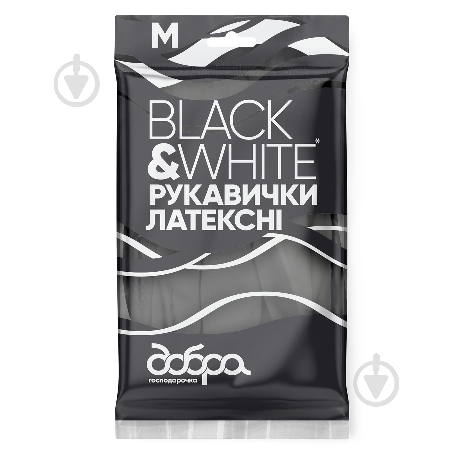 Рукавички латексні Добра господарочка Black & White стандартні р. M 1 пар/уп. — фото 2